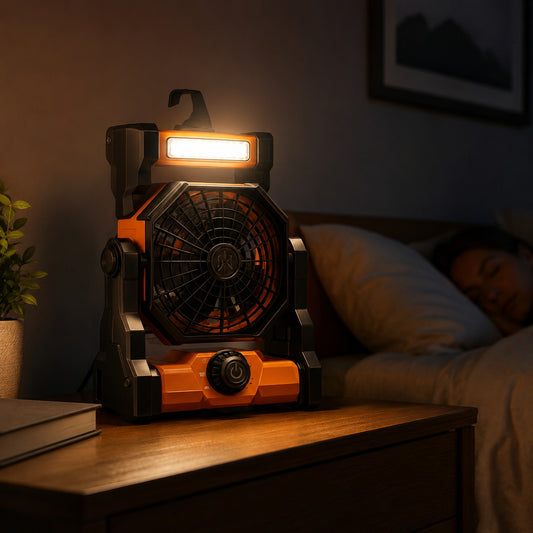 Zarylo Air™ – Ventilateur Rechargeable 4-en-1 avec Lampe LED & Batterie Externe